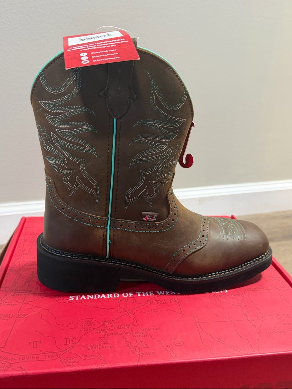 New Justin Mandra Chocolate Water Buffalo Women’s Boots 10.5 GY9624